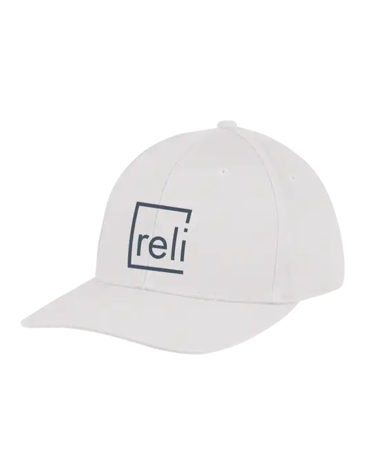 Premium Modern Structured Twill White Snapback Cap w/Reli Title Logo