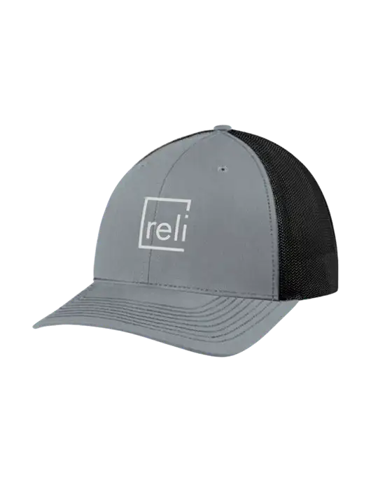 Richardson Adjustable Snapback Original 112 Trucker Cap Heather Grey w/Black Mesh w/Reli Title Logo