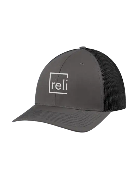 Richardson Adjustable Snapback Original 112 Trucker Cap Dark Grey w/Black Mesh w/Reli Title Logo