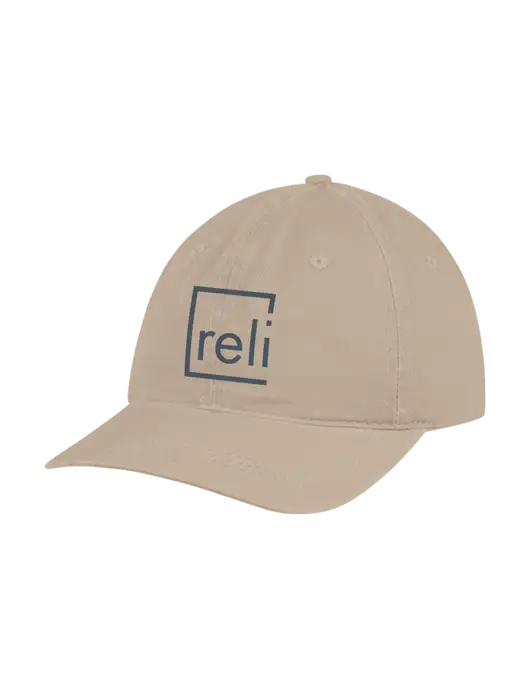 Garment Washed Unstructured Twill Tan Cap w/Reli Title Logo