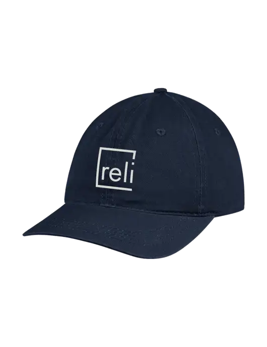 Garment Washed Unstructured Twill Navy Cap w/Reli Title Logo