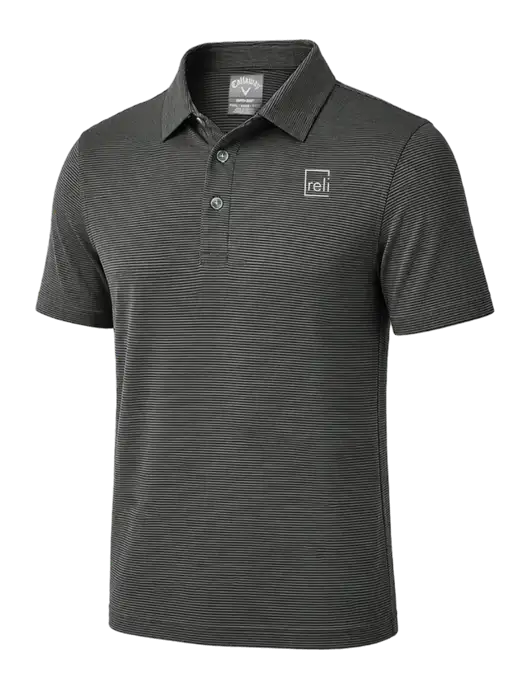 Callaway Black Fine Line Stripe Polo w/Reli Title Logo