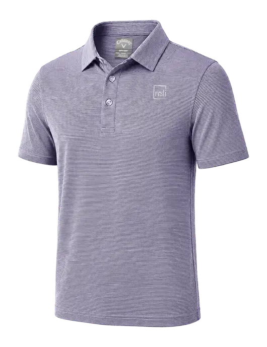 Callaway Navy Fine Line Stripe Polo w/Reli Title Logo