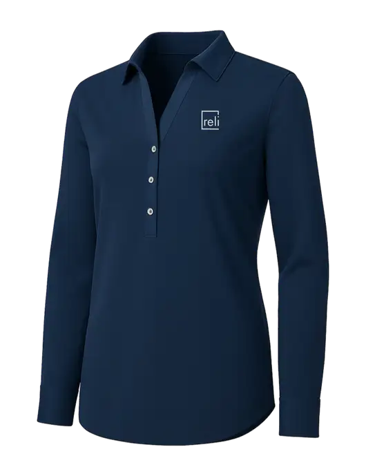 Womens Navy City Stretch Shirt w/Reli Title Logo