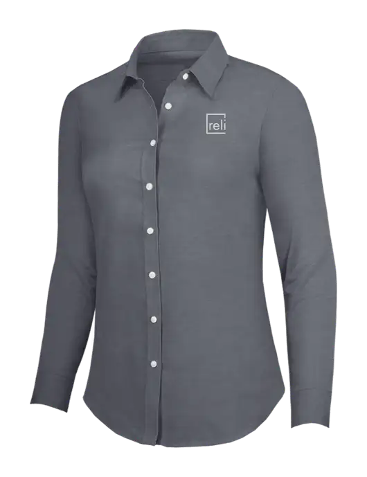 Dark Grey Womens SuperPro Oxford Shirt w/Reli Title Logo