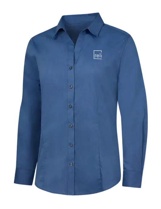 Light Navy Womens Crosshatch Easy Care Shirt w/Reli Title Logo