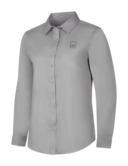 Light Grey Womens Long Sleeve Superpro React Twill Shirt w/Reli Title Logo