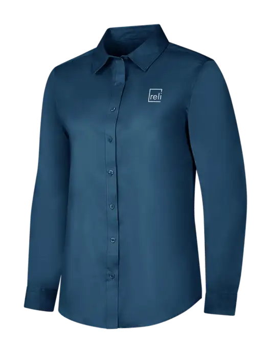 Light Navy Womens Long Sleeve Superpro React Twill Shirt w/Reli Title Logo