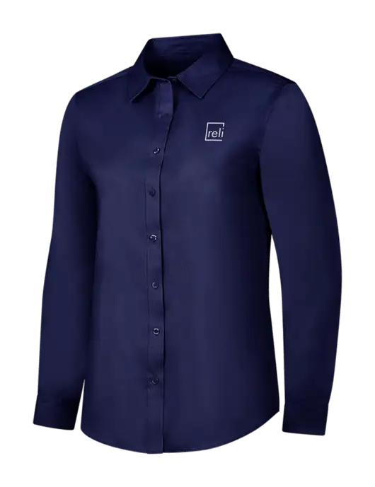 Navy Womens Long Sleeve Superpro React Twill Shirt w/Reli Title Logo