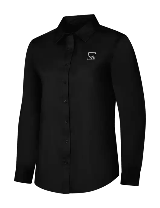 Womens Black Long Sleeve Superpro React Twill Shirt w/Reli Title Logo