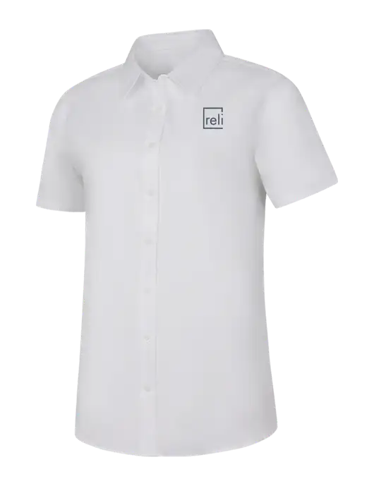 Womens White Short Sleeve Superpro React Twill Shirt w/Reli Title Logo