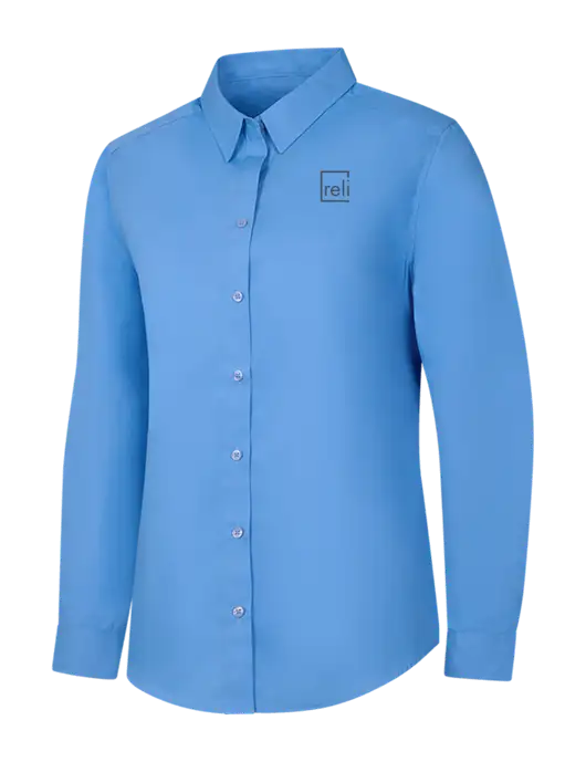 Womens Carolina Blue Long Sleeve Carefree Poplin Shirt w/Reli Title Logo