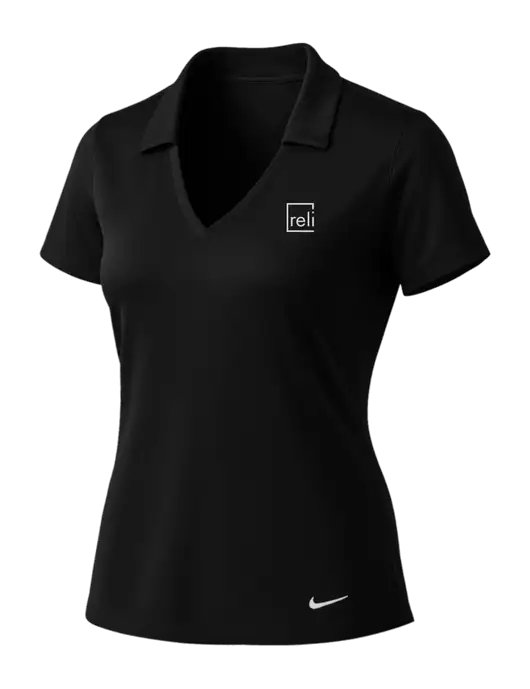 NIKE Black Womens Dri-Fit Vertical Mesh Polo w/Reli Title Logo