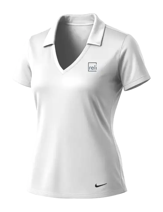 NIKE White Womens Dri-Fit Vertical Mesh Polo w/Reli Title Logo