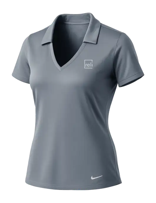 NIKE Medium Grey Womens Dri-Fit Vertical Mesh Polo w/Reli Title Logo