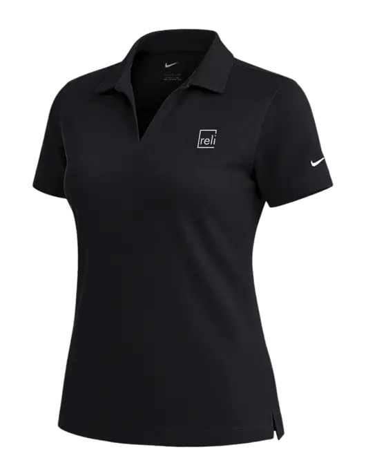 NIKE Black Womens Dri-Fit Micro Pique Polo w/Reli Title Logo