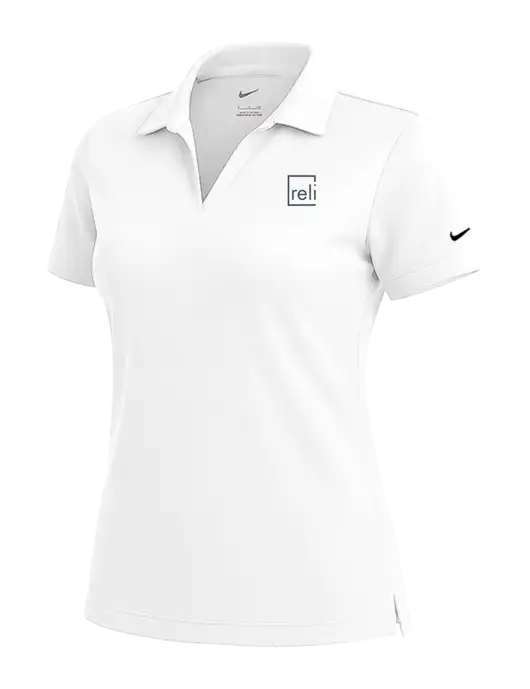 NIKE White Womens Dri-Fit Micro Pique Polo w/Reli Title Logo
