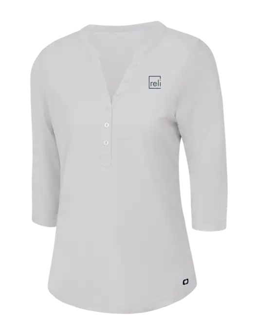 OGIO Bright White Jewel Henley w/Reli Title Logo