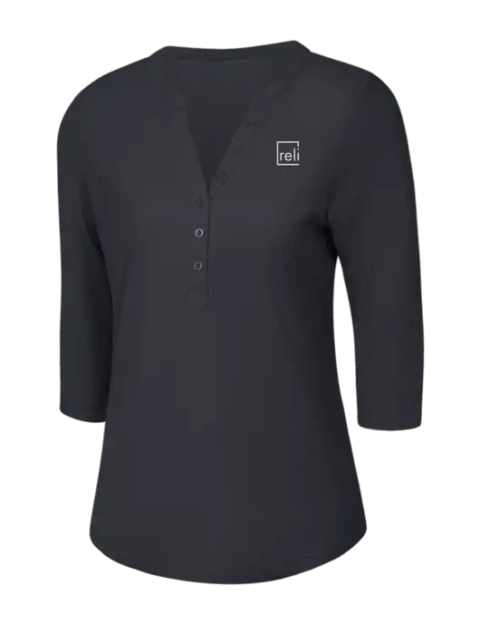 OGIO Charcoal Grey Jewel Henley w/Reli Title Logo