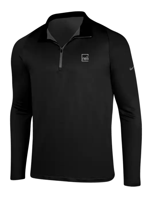 NIKE Black/Dark Grey Dry-Fit Stretch 1/2 Zip Cover-Up w/Reli Title Logo