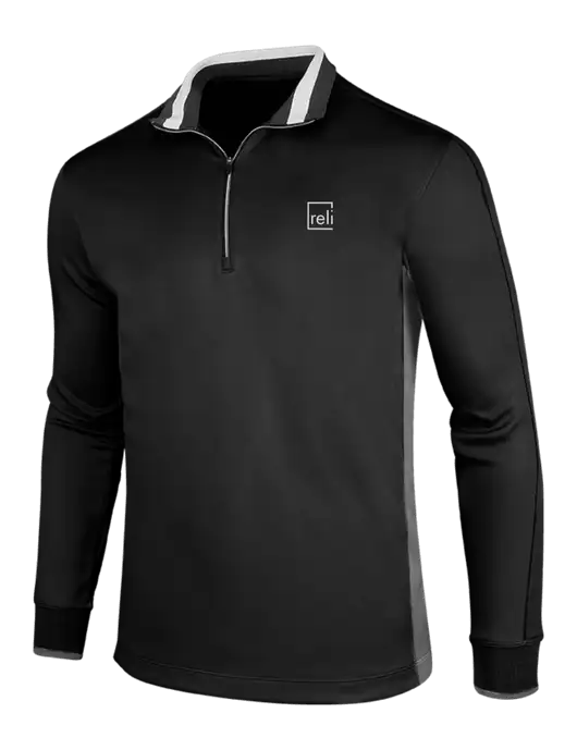 NIKE Black/Dark Grey/White Dry-Fit 1/2 Zip Cover-Up w/Reli Title Logo