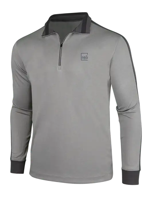 NIKE Athletic Grey/Heather Dark Grey Dry-Fit 1/2 Zip Cover-Up w/Reli Title Logo
