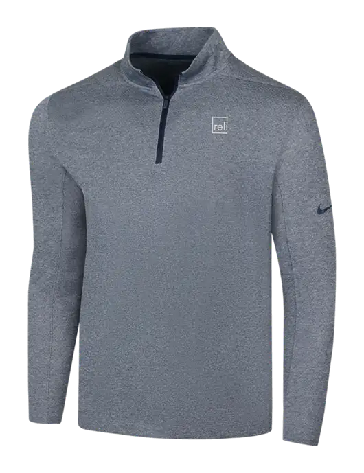 NIKE Navy Heather Dry 1/2 Zip Cover-Up w/Reli Title Logo
