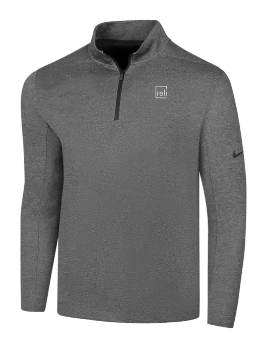 NIKE Dark Grey Heather Dry 1/2 Zip Cover-Up w/Reli Title Logo