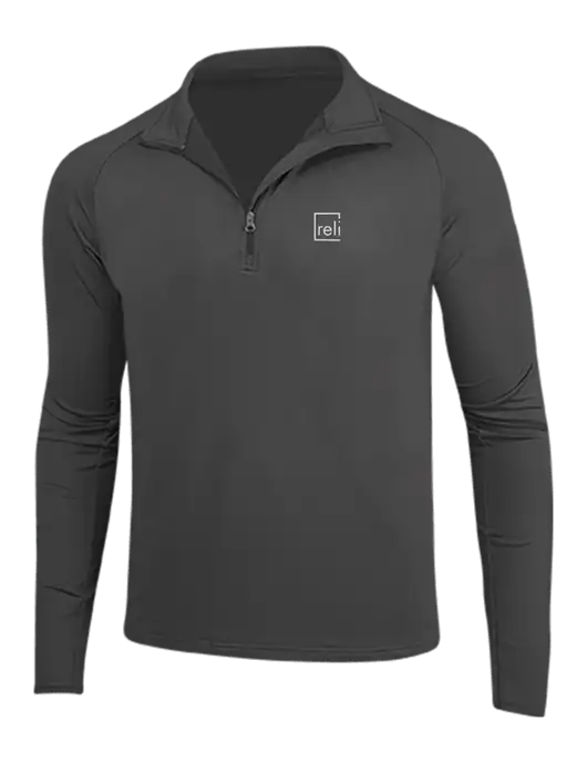 Charcoal Grey Sport Wick Stretch 1/4 Zip Pullover w/Reli Title Logo
