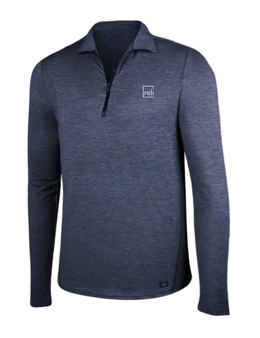 OGIO Blue Indigo Heather Endurance Force 1/4 Zip w/Reli Title Logo