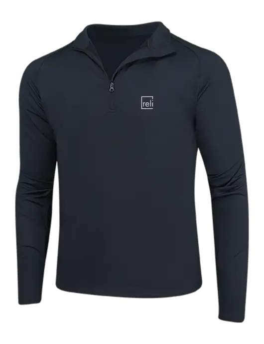 Black Sport Wick Stretch 1/4 Zip Pullover w/Reli Title Logo