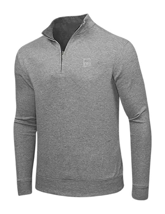 Medium Heather Grey/Charcoal Heather Interlock 1/4 Zip w/Reli Title Logo