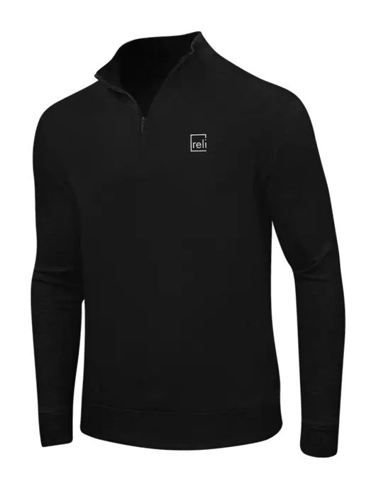 Deep Black/Charcoal Heather Interlock 1/4 Zip w/Reli Title Logo
