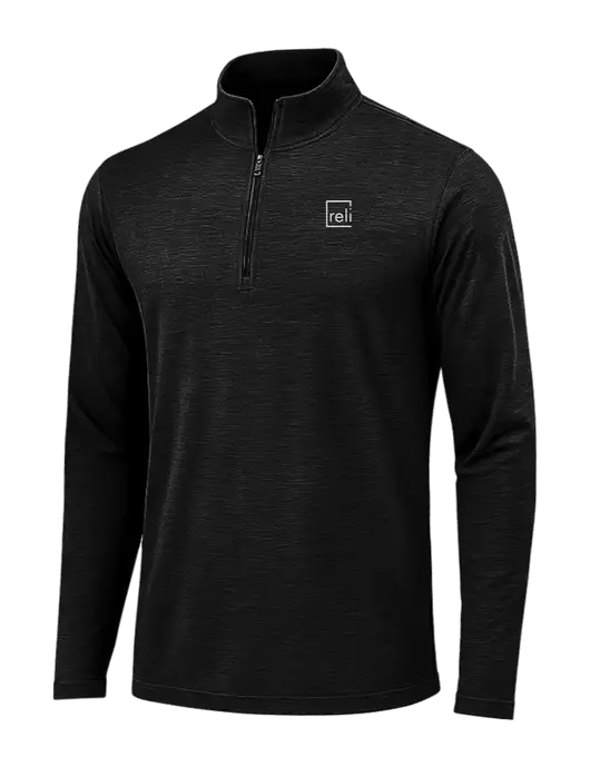 Black Triad Solid Posicharge Tri-Blend Wicking 1/4 Zip Pullover w/Reli Title Logo
