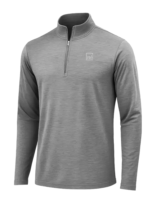 Dark Grey Heather Posicharge Tri-Blend Wicking 1/4 Zip Pullover w/Reli Title Logo