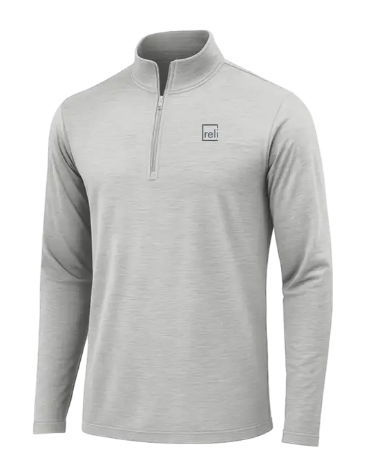 Light Grey Heather Posicharge Tri-Blend Wicking 1/4 Zip Pullover w/Reli Title Logo