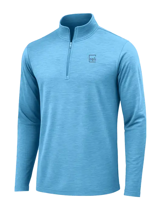 Light Blue Heather Posicharge Tri-Blend Wicking 1/4 Zip Pullover w/Reli Title Logo
