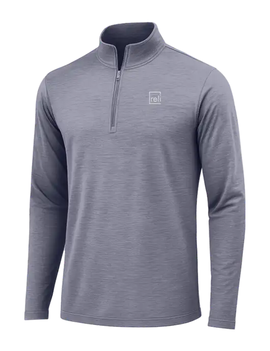 True Navy Heather Posicharge Tri-Blend Wicking 1/4 Zip Pullover w/Reli Title Logo