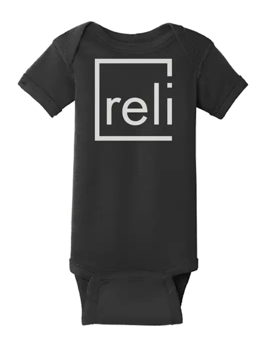 Rabbit Skins Black Infant Short Sleeve Baby Rib Bodysuit w/Reli Title Logo