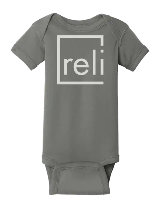 Rabbit Skins Charcoal Infant Short Sleeve Baby Rib Bodysuit w/Reli Title Logo