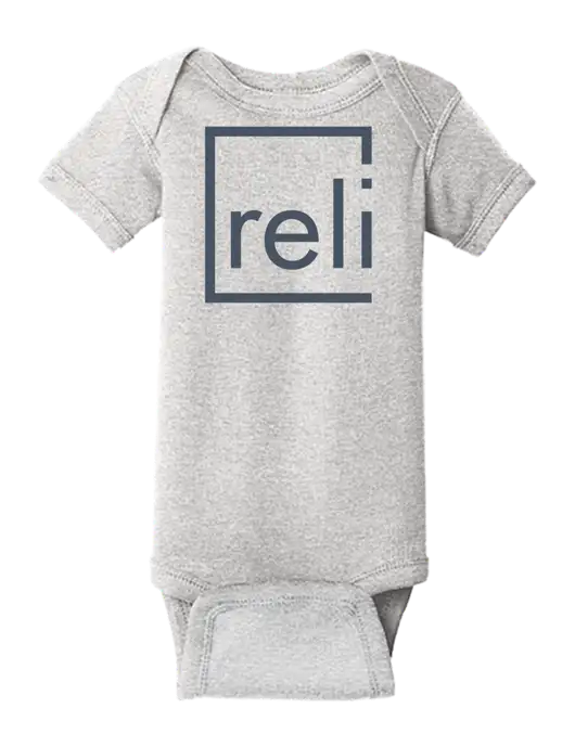 Rabbit Skins Light Grey Heather Infant Short Sleeve Baby Rib Bodysuit w/Reli Title Logo