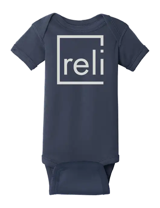 Rabbit Skins Navy Infant Short Sleeve Baby Rib Bodysuit w/Reli Title Logo