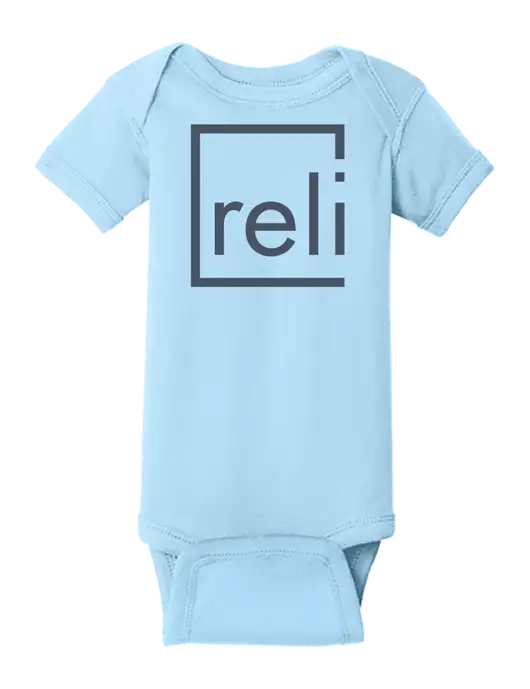 Rabbit Skins Light Blue Infant Short Sleeve Baby Rib Bodysuit w/Reli Title Logo