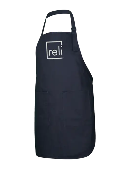 Full-Length Black Apron With Pockets w/Reli Title Logo