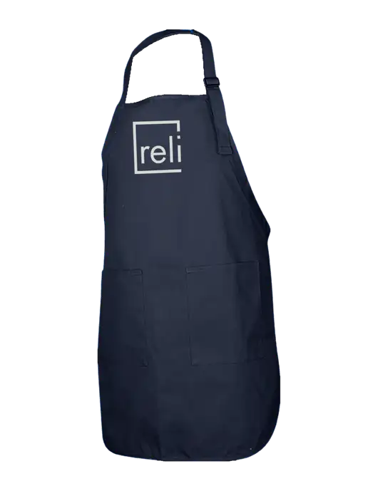 Full-Length Navy Apron With Pockets w/Reli Title Logo