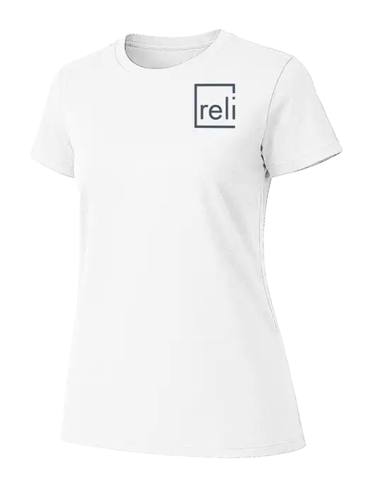 Womens Ring Spun White 4.5 oz T-Shirt w/Reli Title Logo