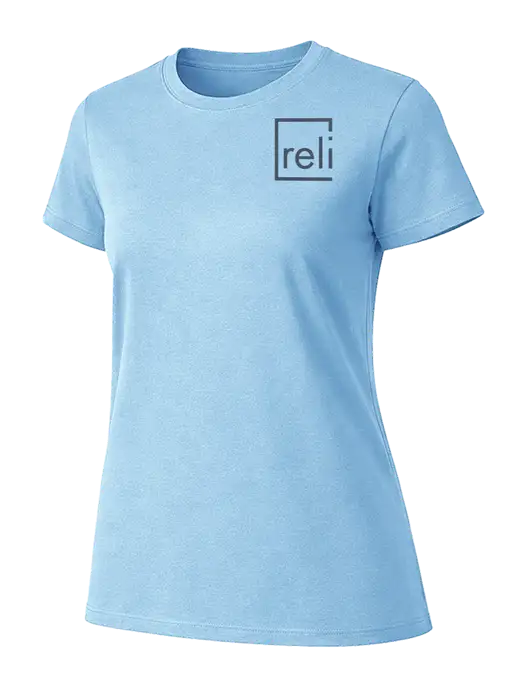 Womens Ring Spun Light Blue 4.5 oz T-Shirt w/Reli Title Logo