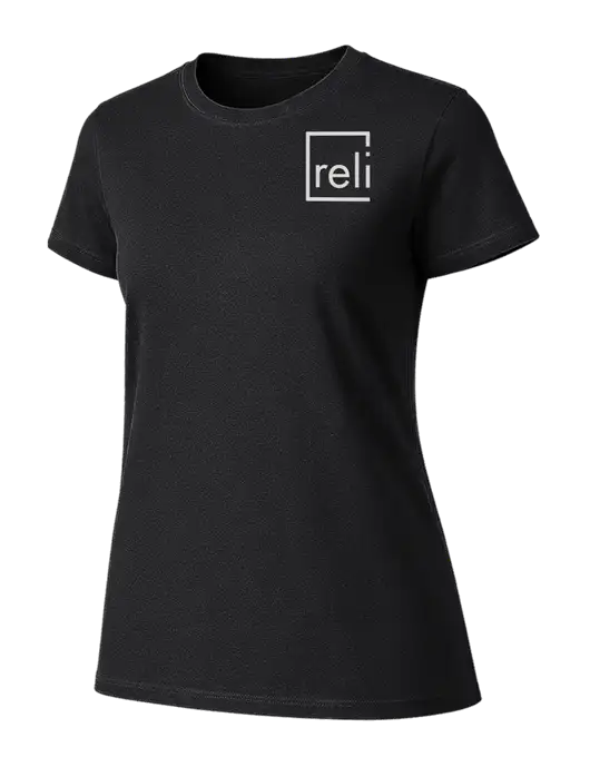 Womens Ring Spun Jet Black 4.5 oz T-Shirt w/Reli Title Logo