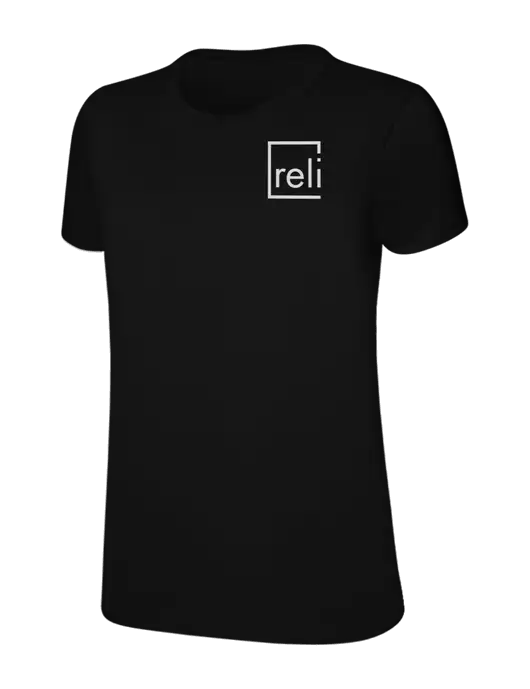 Womens Ring Spun Jet Black 4.5 oz T-Shirt w/Reli Title Logo
