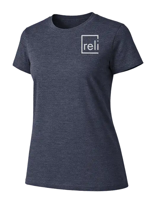 Womens Ring Spun Heather Navy 4.5 oz T-Shirt w/Reli Title Logo